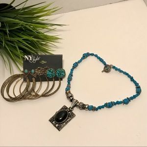 Turquoise Necklace Earrings Jewelry lot